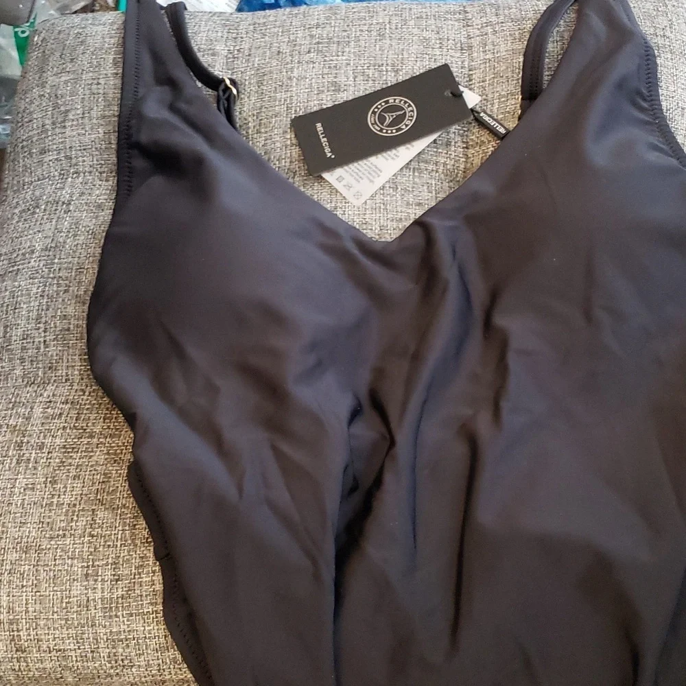 RELLECIGA One Piece Thong Swimsuit in Black Size Large